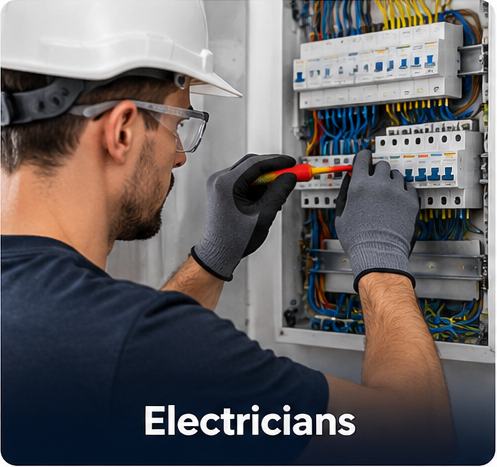 Electrician working on an electrical consumer unit